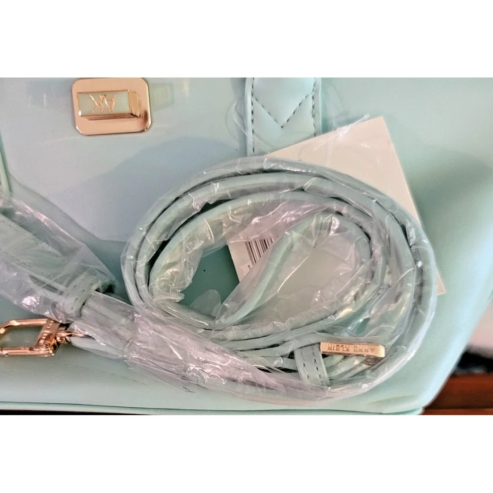 Anne Klein light blue SEA GLASS satchel NWT detachable strap 2 marks on front
